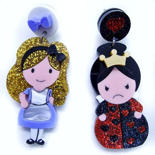 Queen of Hearts and Alice in Wonderland earrings 