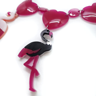 Flamingos and hearts necklace