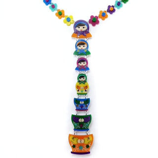 Russian dolls long necklace