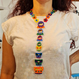 Russian dolls long necklace