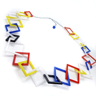 Collana lunga square Mondrian inspired