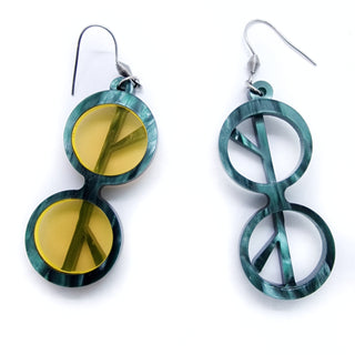 Round glasses eyewear Iris Apfel Style earrings 